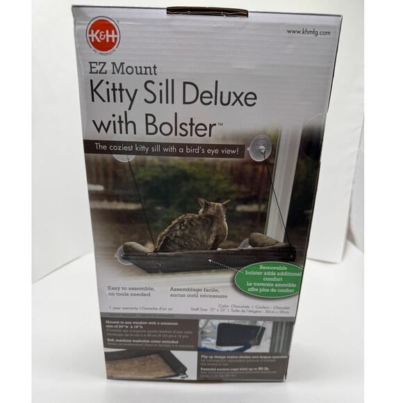 K&H EZ Mount Kitty Sill Deluxe with Bolster Chocolate NEW - Picture 1 of 5
